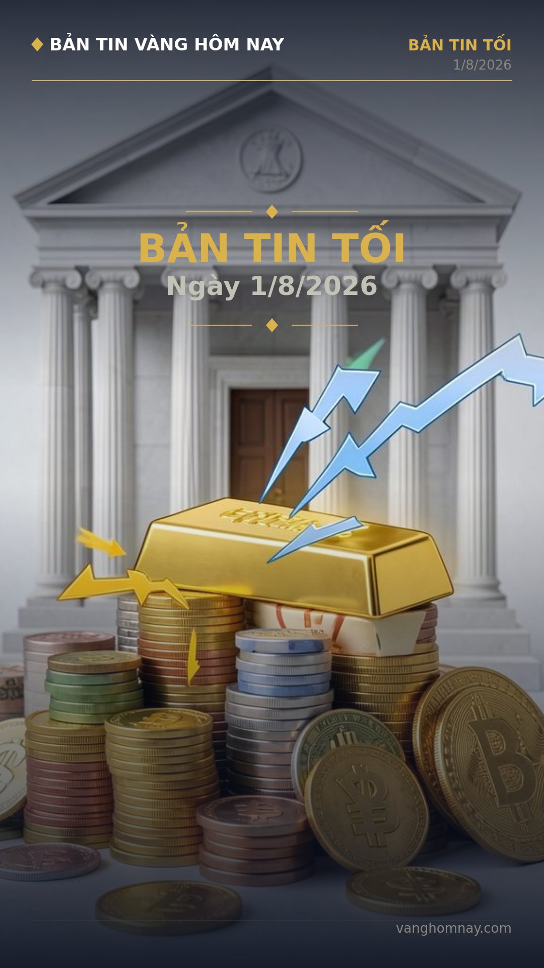 Tổng kết thị trường vàng tối 1/8: Giá vàng SJC giảm sốc hơn 6 triệu đồng/lượng